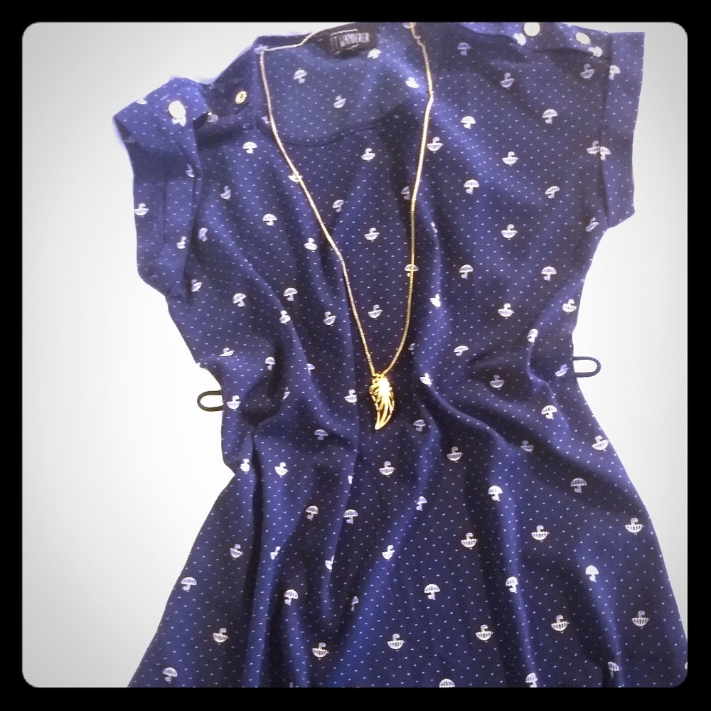 Navy Umbrella Shift Dress